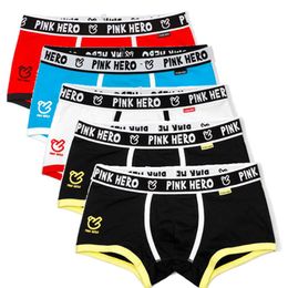 Underpants 5pcs lot Pink Heroes Classic Men Underwear Boxers High Quality Cotton Male Panties comfortable Costeffective MLXLXXL 230420