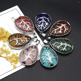 Pendant Necklaces Natural Stone Tree Of Life Pendants Water Drop Lapis Lazuli High Quality For Jewellery Making DIY Women Trendy Necklace