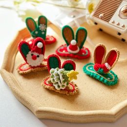 Hair Accessories Christmas Clips Knitted Baby Barrettes Xmas Tree Girls Hairpins Santa Claus Hat Clip Kids