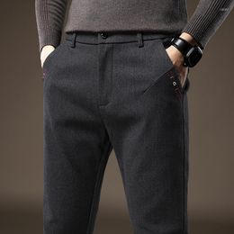 Men's Pants Korean Regular Fit Men Casual 2023 Autumn Winter Business Straight Elastic Trousers Classic Brand Clothing