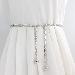 Belts Summer Tassel Long Chain Waist Belt Dress Skirt Waistbands Metal Hook Adjustable High Gold Silver