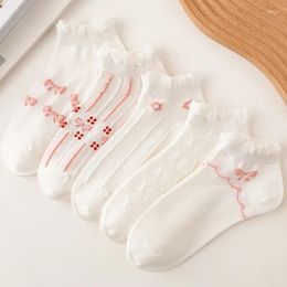 Women Socks 5 Pairs Of Summer Ladies JK Thin Section Shallow Mouth Breathable And Comfortable Japanese Lolita Bubble Lace