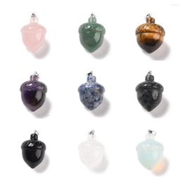 Pendant Necklaces Pandahall 10Pcs Natural Stone Pine Cones Pendants With Rack Plating Brass Findings For Necklace Earrings Jewellery Finding