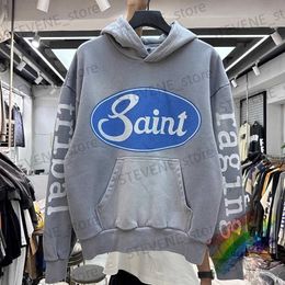 Men's Hoodies Sweatshirts Tie-dyed Saint Michael Plush Hoodie Men Women Best Quality Pullovers Hooded T231121