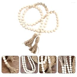 Decorative Figurines Car Accessories Babies Wooden Beads Tassel Rustic Garland Wood For Farmhouse Ornament