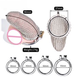 new chain metal cb lock retractable stainless steel chastity male penis lock penis cage sex Chastity cage for men Internal diameter ring