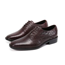 Luxurious Italian Genuine Leather Men Brown Black Wedding Oxford Shoes Lace-Up Office Business Suit Men's Dress Shoe