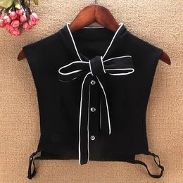 Bow Ties Women Half Shirt Pearl Bead Chiffon Cotton Ruffles Fake Collar Embroidery Lace Star Bandage False Detachable Collars Blouse Tops