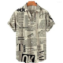 Men's Casual Shirts Hawaiian Beach Summer Shirt 3D Printed Vintage S Papers Men Women Fashion Oversized Vocation Short Sleevemen's