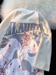 Mens TShirts American Personalised Graphic T shirt Rabbit Print Short Sleeve and Women Summer Relaxed Couple Top Retro Wear harajuku 230420