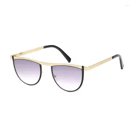 Sunglasses Steel Leather Half Round 2023 Plain Street Po Men And Women UV Resistant