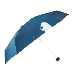 Umbrellas Small Fresh Mori System Simple Umbrella Female Rain Shine Dual-use Sun Sunscreen UV Outdoor Portable White Blue