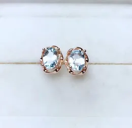 Stud Earrings Exquisite Gem Ring Topaz Girl Silver Ornament Oval Natural Real 925 Sterling Birthday Party Gift