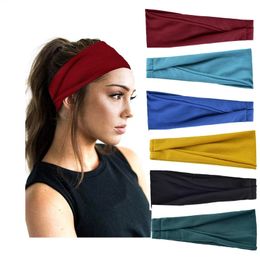 2023 Fashion Solid Colour Sports Running Headbands for Women Yoga Spandex Turbans Bandanas Ladies Hair Accessories Wide Bands Summer