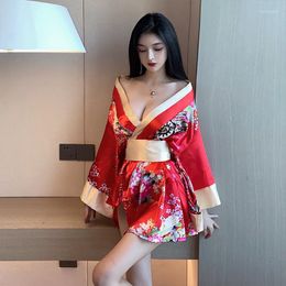 Ethnic Clothing Japanese Kimono Dress Women Cardigan Sexy Floral Print Yukata Asian Obi Sleepwear Traditional Geisha Robe Vintage Clothes