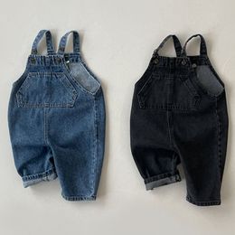 Rompers Baby Denim Romper Solid Infant Pocket Overalls Sleeveless born Soft Cute Jumpsuit Boy Girl Toddler Clothes 230421