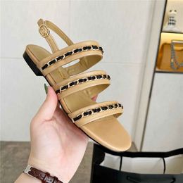 Chanells Work Chaannel Chanellies Luxury Popular Business Fashion Womens Sandals Brand Leisure Travel Letter Womens High Heels Mens Flat Shoes 07-014