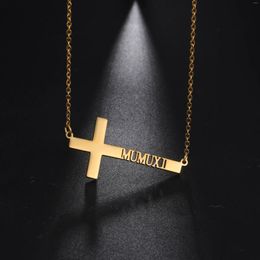 Pendant Necklaces Name Cross For Women Personalized Stainless Steel Chain Choker Islamic Jewelry Mom Christmas Gift 2023