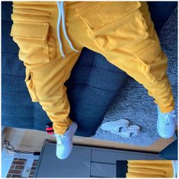Men'S Pants High Street Mtipocket Sweat Men And Women Dstring Solid Casual Harem Joggers Oversize Baggy Track Mens Drop Delivery App Dhusw