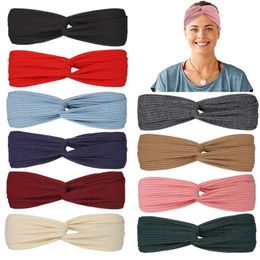 Korean Knitting Cross Yoga GYM Sports Solid Color Headbands for Women Men Hair Accessories Running Sweat Elastic Band