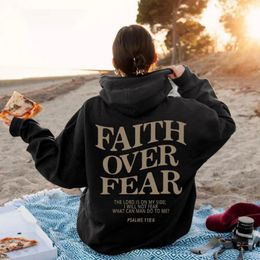 Men's Hoodies Sweatshirts Faith Over Fear Hoodie Sweatshirt Women Graphic Oversized Hooded Autumn Casual Trendy Aesthetic 231121