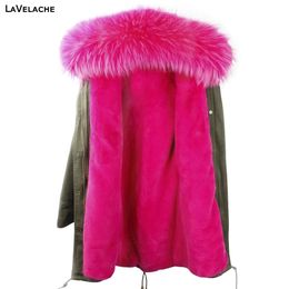 Womens Down Parkas Brand Woman Winter Jacket Long Detachable Lining Army Green Black Large Real Raccoon Fur Hooded Coat Fashion Girl 231120