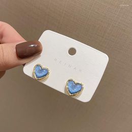 Dangle Earrings 2023 Fashion Blue Heart Hanging Korea Small Pearl Tassel For Women