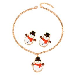 Earrings Necklace Crossborder European And American Christmas Series Snowman Set Fashion Simple Cute Jewellery Female Spot D Dhgarden Dhveq