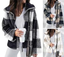 Women's Jackets Vintage Women Autumn Coats Plaid Warm Zipper Overcoat Female Clothing 2023 Plush Soft Coat Elegant Ladies Clothes