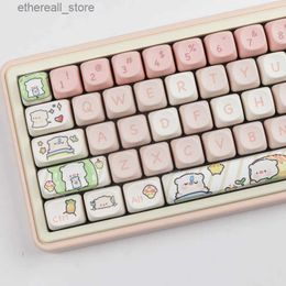 Keyboards 140 Keys Pink Piglet MOA Profile Key Cap MAC Square Thermal Sublimation Mechanical Keyboard Keycaps Keyboard Accessories Q231121