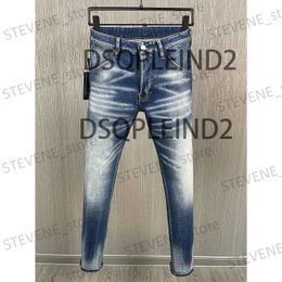 Men's Jeans 2023 Winter Jeans for Man Denim Pants Street Clothing Cowboy Zipper Printed Letter Hole Designer Metal Button Blue Sizes 28-38 T231121