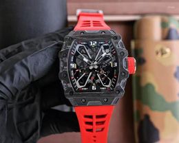 Wristwatches 2023 Top NTPT Carbon Fiber Automatic Imported Mechanical Movement Natural Rubber Watch Quality Men's