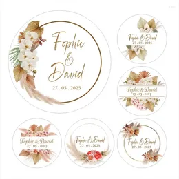 Party Supplies Wedding Sticker Thank You Stickers Custom Label Pampas Grass Baptism Birthday Name Personalize