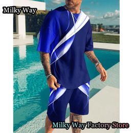 Men's Tracksuits Men Fashion Summer Tracksuit Casual T-Shirt Shorts Set 2 Pieces Male Trend Outfit Oversized Clothing Jogging Streetwear 230421