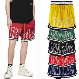 Designer Clothing short casual 23 New Rhude Shorts with Mesh Pattern High Street Loose Fitting Sports Casual Beach Shorts Trendy Brand Trendy Brand Running fitness