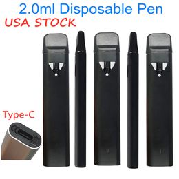 2ml Disposable Vape Pen Cartridges for Thick Oil Vaporizer Ceramic Coils Snap Tips Flat Bottom Type-C Rechargeable 350mah Battery 200PCS/case Empty H02