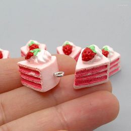 Charms 10pcs Mini Strawberry Cake Simulation Resin Food Pendants Craft DIY Jewellery Making For Necklace Bracelet Earring Keychain