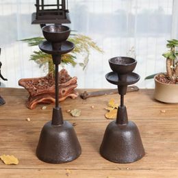 Candle Holders Retro Rustic Small Large Bell Cast Iron Lamp European Home Tabletop Decor Handmade Heavy