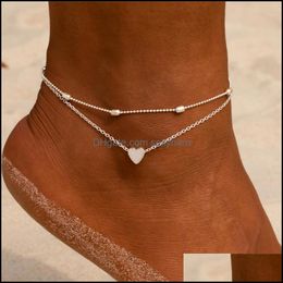 Anklets Modyle Female Heart Cloghet Sandals Foot Jewellery Ankle Bracelets For Women Drop Delivery Otdo8