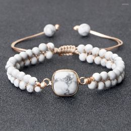 Strand 4mm Natural Stone Beads White Howlite Bracelets Women Men Yoga Energy Bracelet Pendant Bangle Couple Distance Meditation Jewerly