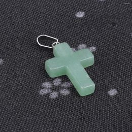 Pendant Necklaces 1pcs Fashion Natural Stone Cross Opal Agate Amethyst Healing Crystals Charms For Jewelry Making DIY