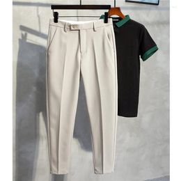 Men's Pants Slim Stretch Trousers Plus Size Classic Solid Colour Business Casual Wear Formal Suit