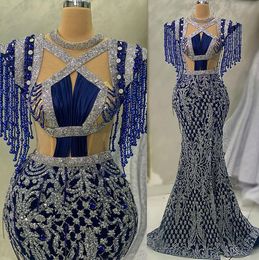 April Aso Ebi Mermaid Luxurious Prom Dress Beading Crystals Evening Formal Party Second Reception Birthday Engagement Gowns Dresses Robe De Soiree Zj5082 407