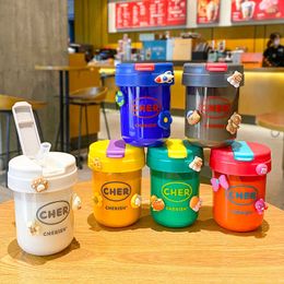 Mugs 300ml Water Cup Cute Mini Plastic Water Cup Summer with Straw Tonne Cup Convenient Style Men's Women's Going Out Coffee Cup Z0420