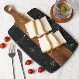 1pc, Cutting Board, Wood And Marble Cutting Board, Kitchen Chopping Boards, Charcuterie Boards, Kitchen Chopping Board With Handle, Bread Serving Board,Kitchen Gadgets