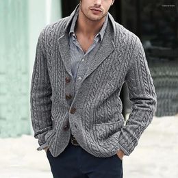 Men's Sweaters Men Outwear Stand Collar Cardigan Sweater Long Sleeve Office Knitted Coat Jumper Solid Colour Tops Pocket Knitwear