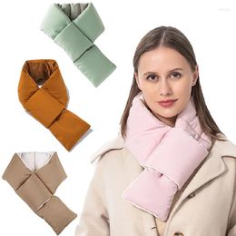 Scarves Warm Down-Cotton Shawl Wraps Collar Winter Women Scarf Neck-Cross Feather Velvet Fashion Neck Warmer