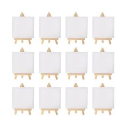 Easels Paper 12pcs Artists 5 inch Mini Easel 3 inch x3 inch Mini Canvas Set Painting Kids Craft DIY Drawing Small Table Easel for School 230420