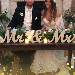 Party Decoration 3Pcs MR & MRS Wood Letters Wedding Table Alphabet Letter Ornaments Reception Top Sign Mariage Decor