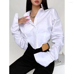 Women's Blouses Spring White Shirts Women Korean Fashion Vintage Long Sleeve Solid Blouse Slim Sweet Crop Tops Y2k Harajuku Casual